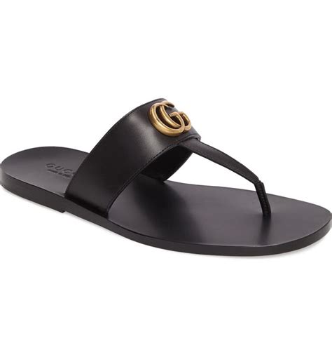 gucci marmont leather thong sandals with double g|gucci marmont open toe sandals.